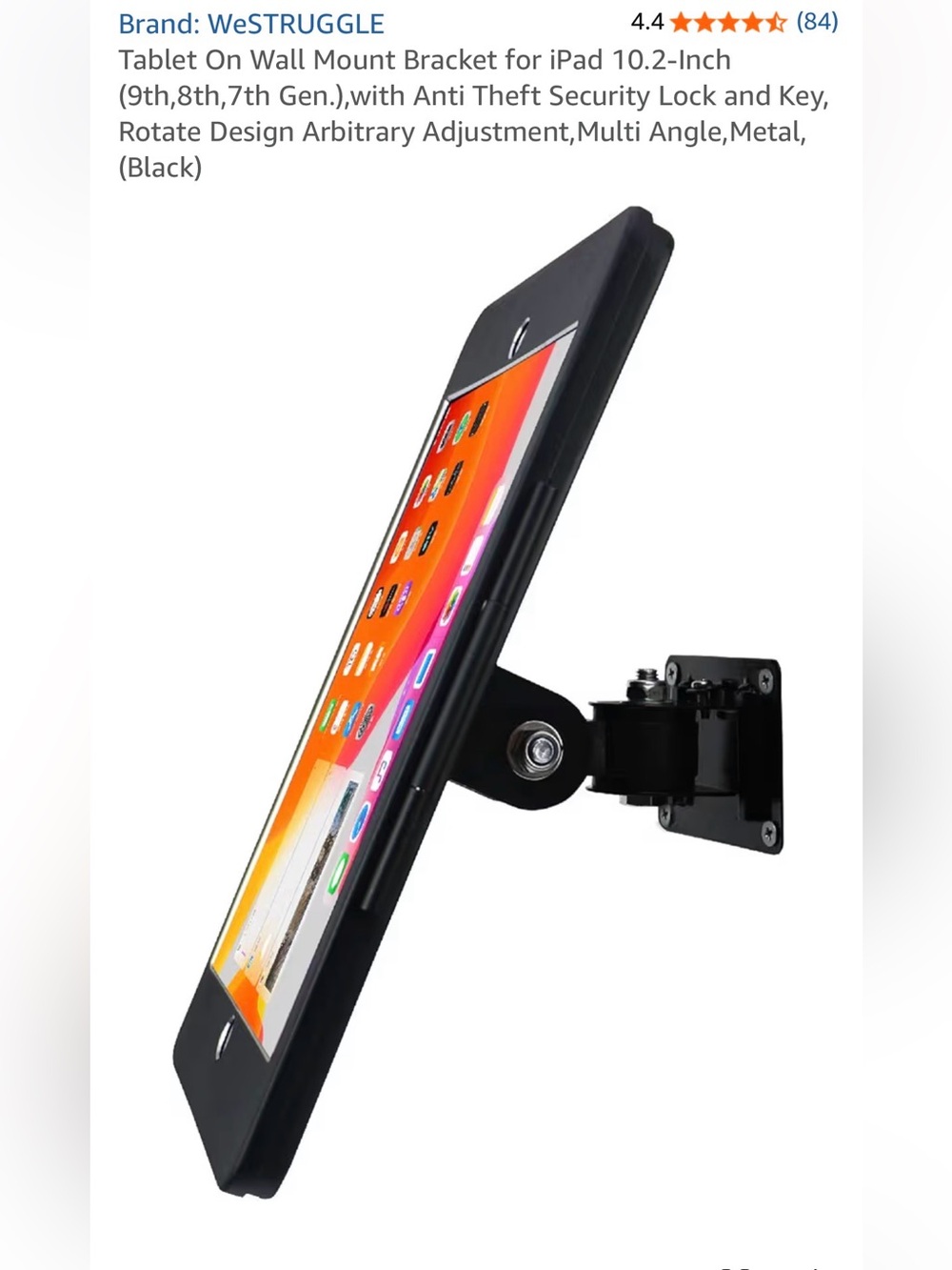 Wall mount bracket for iPad 10.2”